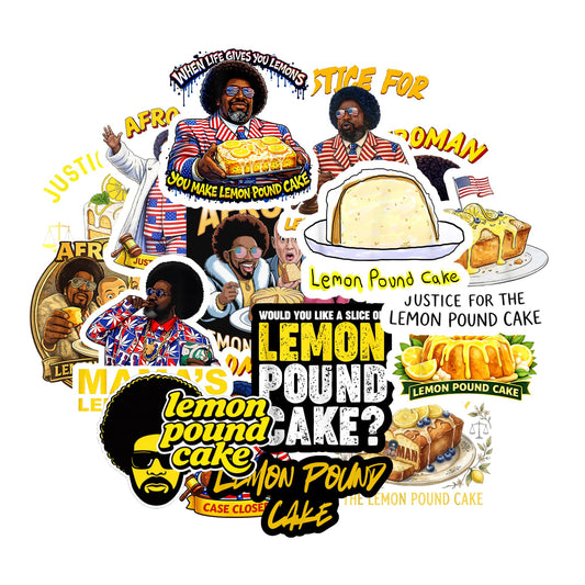 RockPaperStikrz Lemon Pound Cake Sticker Pack, 16 Pack, 3 Inch, Multicolor Vinyl, Glossy Finish, Funny Meme Decals for Laptop, Water Bottle, Car