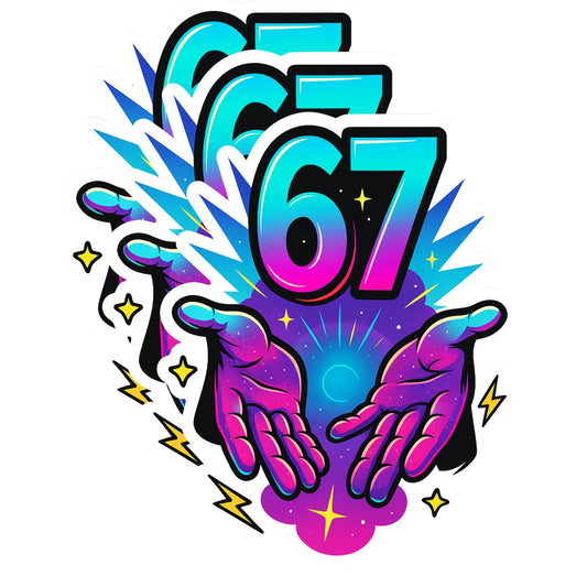 67 Hands Sticker Pack 3 Inch Cosmic Neon Art Decal Set for Water Bottles Laptops Car Windows Skateboards and More