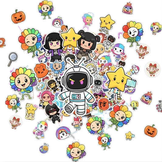 Cute Kawaii Sticker Pack, 120 Piece Adorable Cartoon Vinyl Stickers, UV Resistant Premium Decals for Laptop, Water Bottle, Journal, Phone