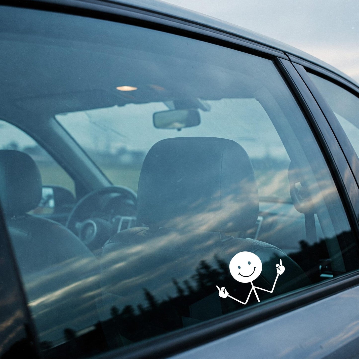 Funny Middle Finger Stick Figure Decal, White Vinyl Car Window Sticker