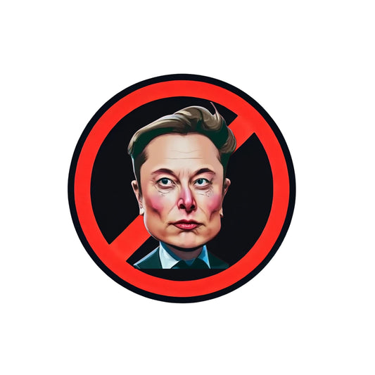 No Elon Protest Sticker, 4 Inch Vinyl Sticker for Car, Laptop, and Water Bottle, Red and Black