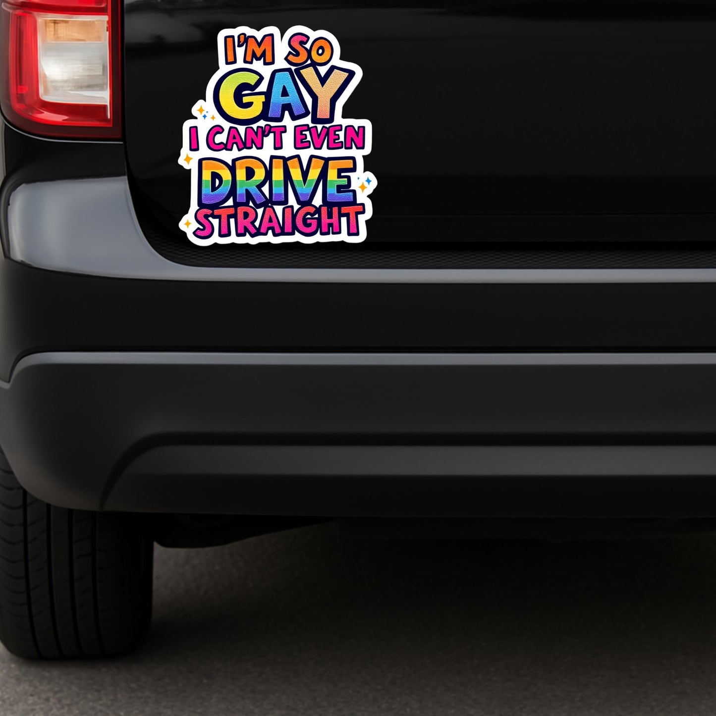 I'm SO Gay I Can't Even Drive Straight Bumper Sticker - 6.5x5.85 Inch Show Pride LGBTQ Vinyl Decal for Cars, Windows, Laptops, and More