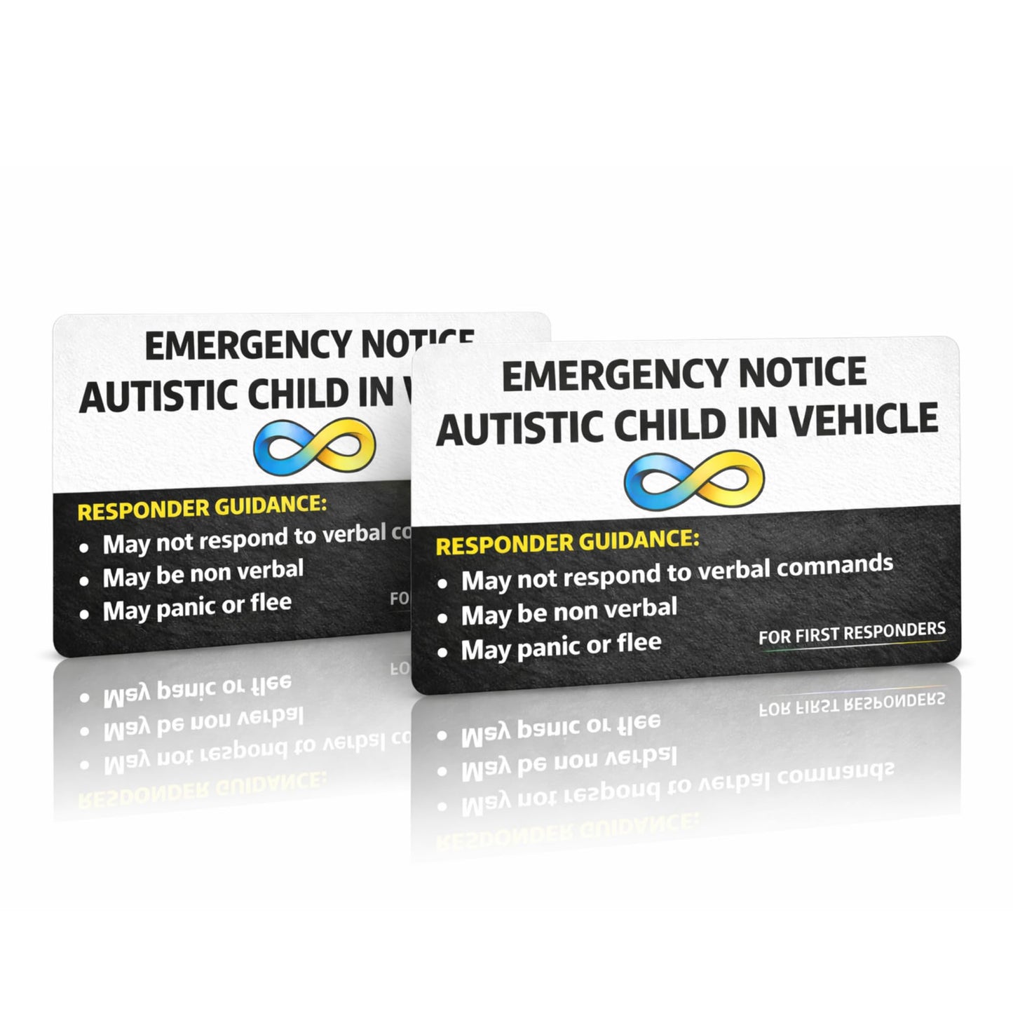 SafetyAlert Emergency Notice Autistic Child in Vehicle Sticker, 8 x 3 Inch, 2 Pack, Window Decal with First Responder Guidance, Safety Communication Tool