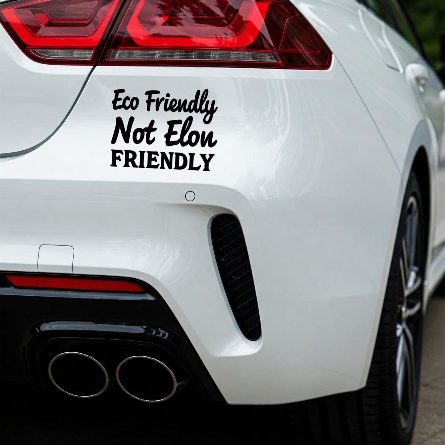 Eco Friendly Not Elon Friendly Vinyl Decal, Black Matte Finish, Anti Elon Car Window Decal Or Bumper Sticker 5.5 x 4.2 inches