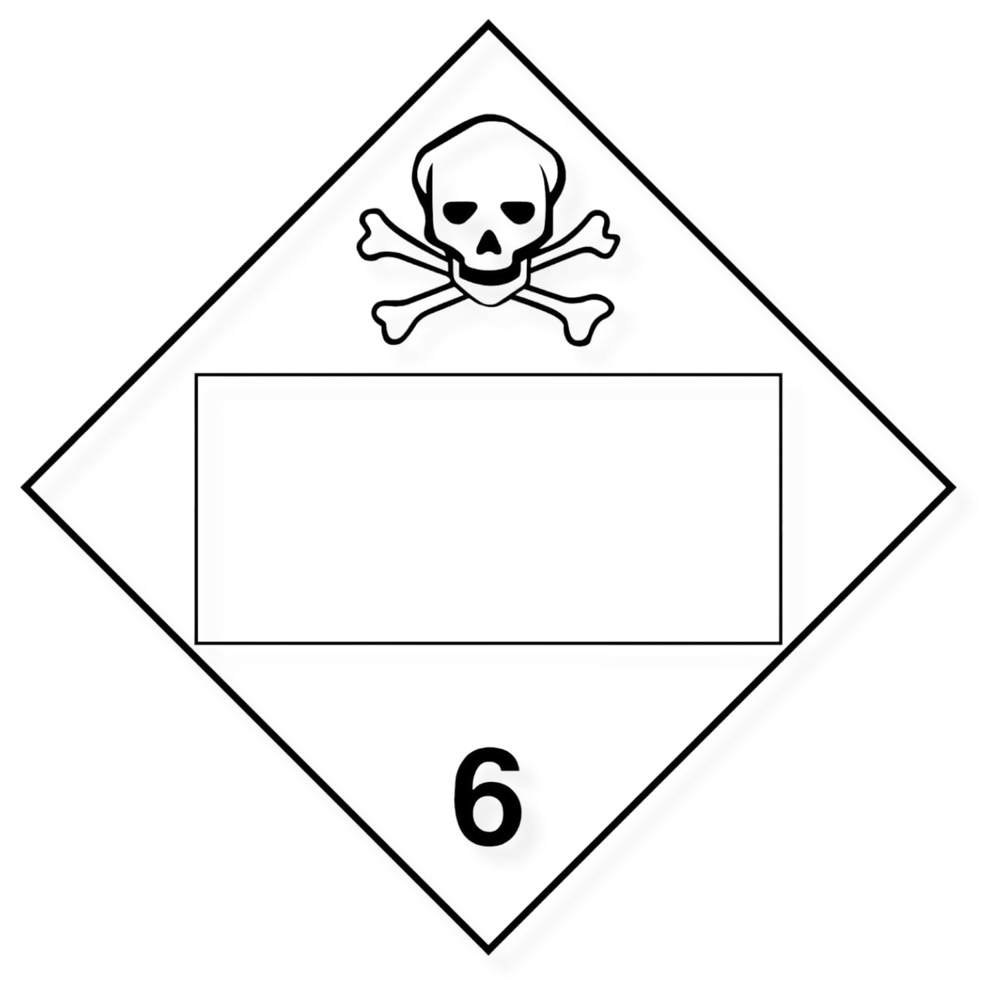 Toxic Class 6 Placard (Blank Panel) – 10.75” Hazard Warning Label – White Diamond Safety Sticker for Transport & Warehouse Use – Industrial Grade Cast Vinyl with UV laminate
