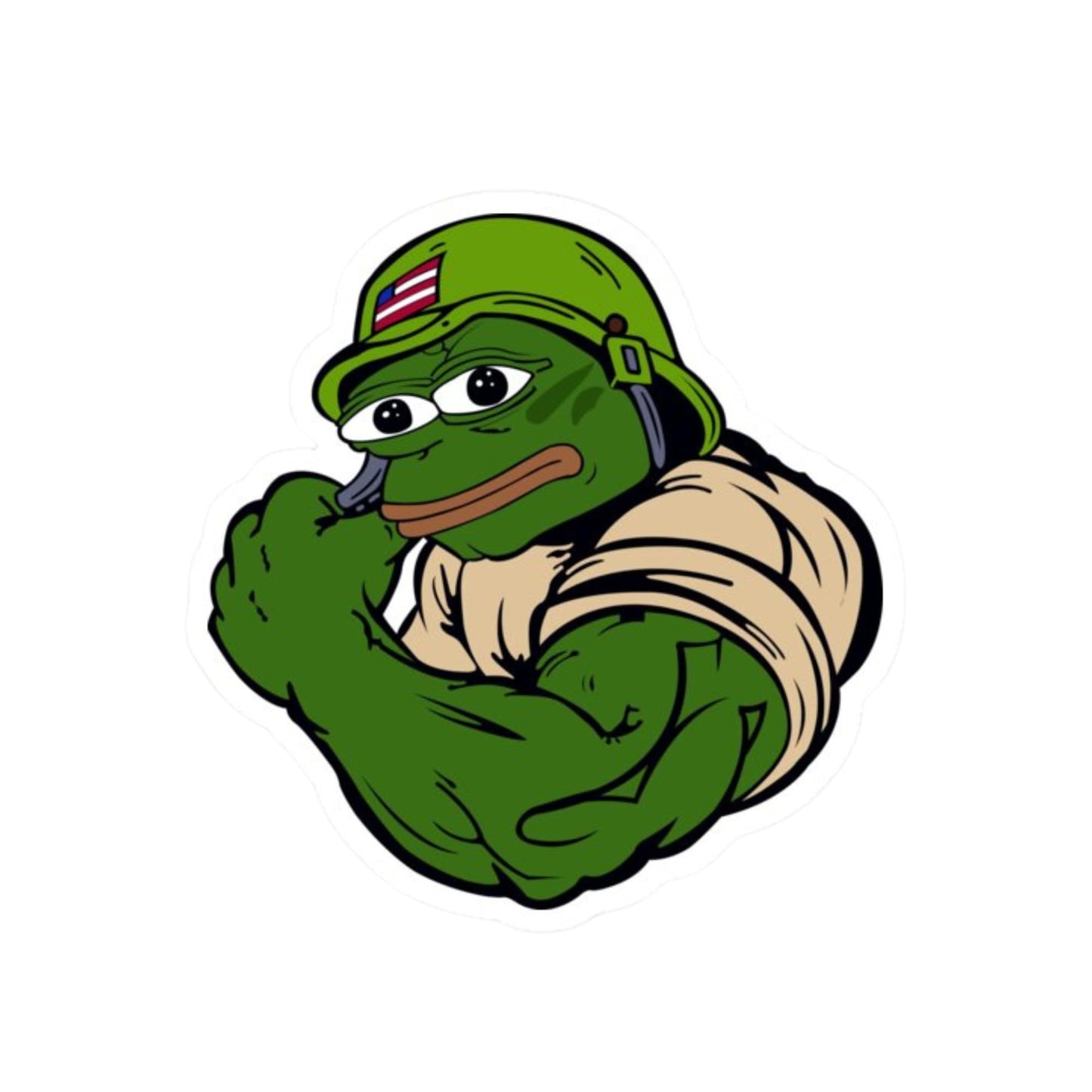 Military Pepe Frog Meme Sticker, 3 Inches, Vinyl Decal for Laptops and Water Bottles