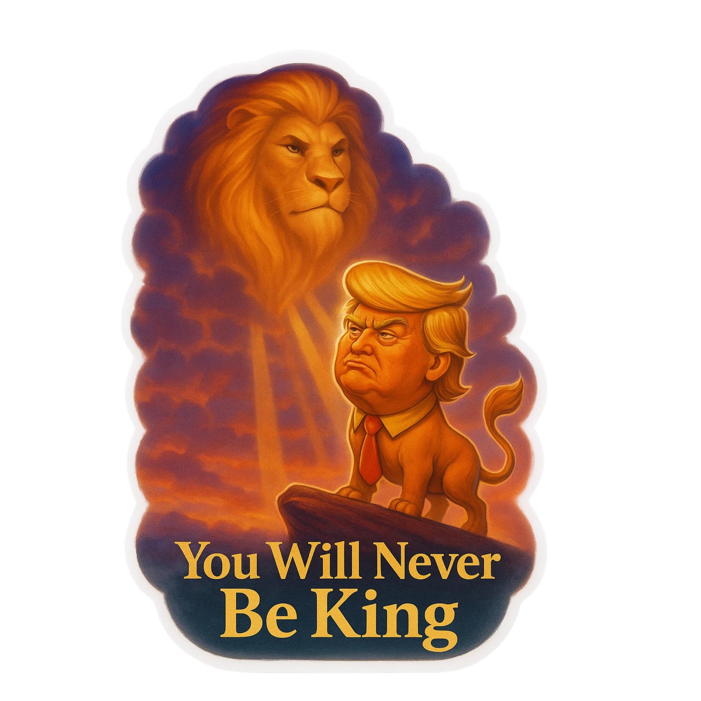 Political Parody Vinyl Sticker, Lion King Theme, 5-Inch Gloss Finish Decal for Laptops, Cars, Tumblers