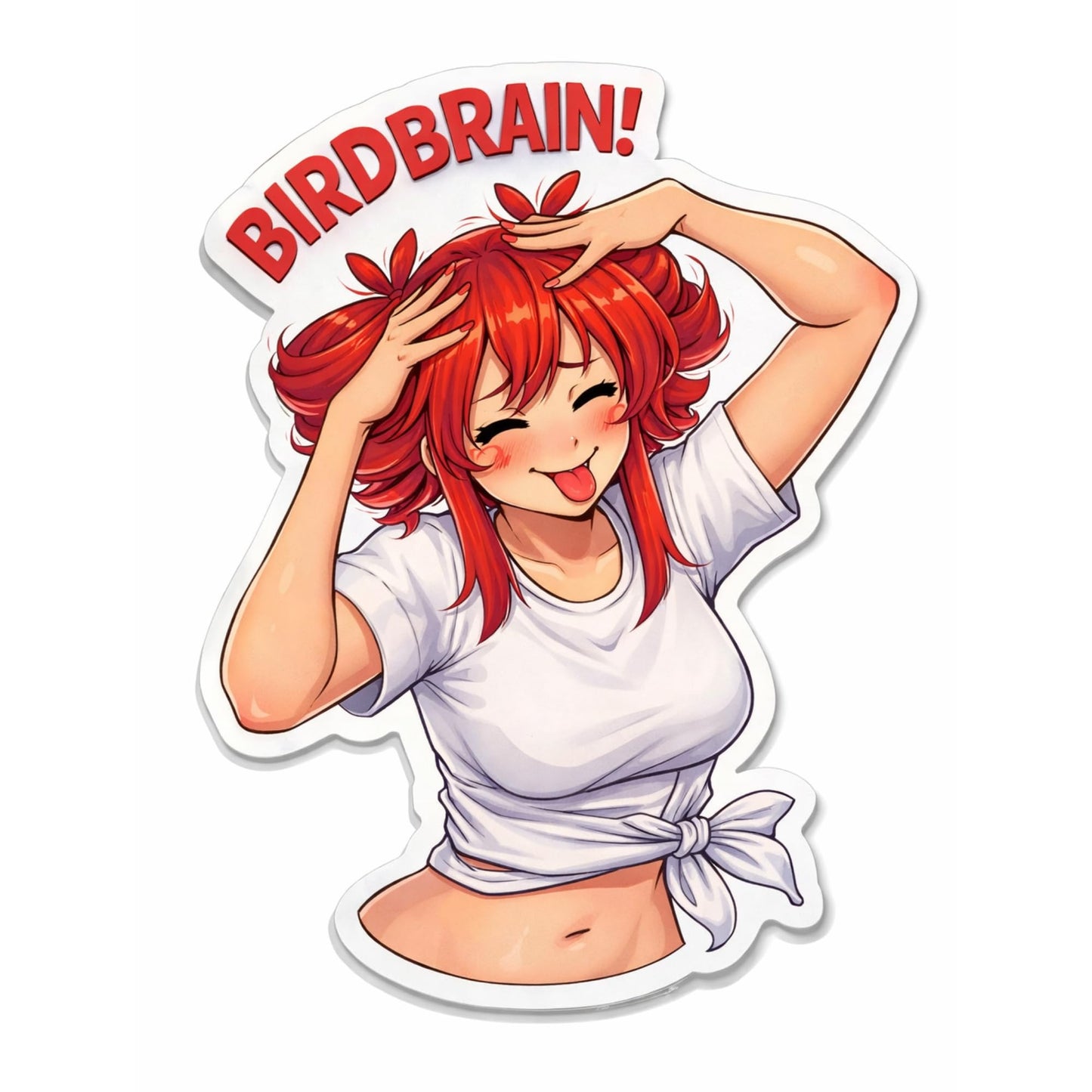Birdbrain Sticker 3 Inch 3 Pack Die Cut Vinyl Funny Anime Meme Stickers Cute Chaotic Humor Decals for Laptop Water Bottle Phone