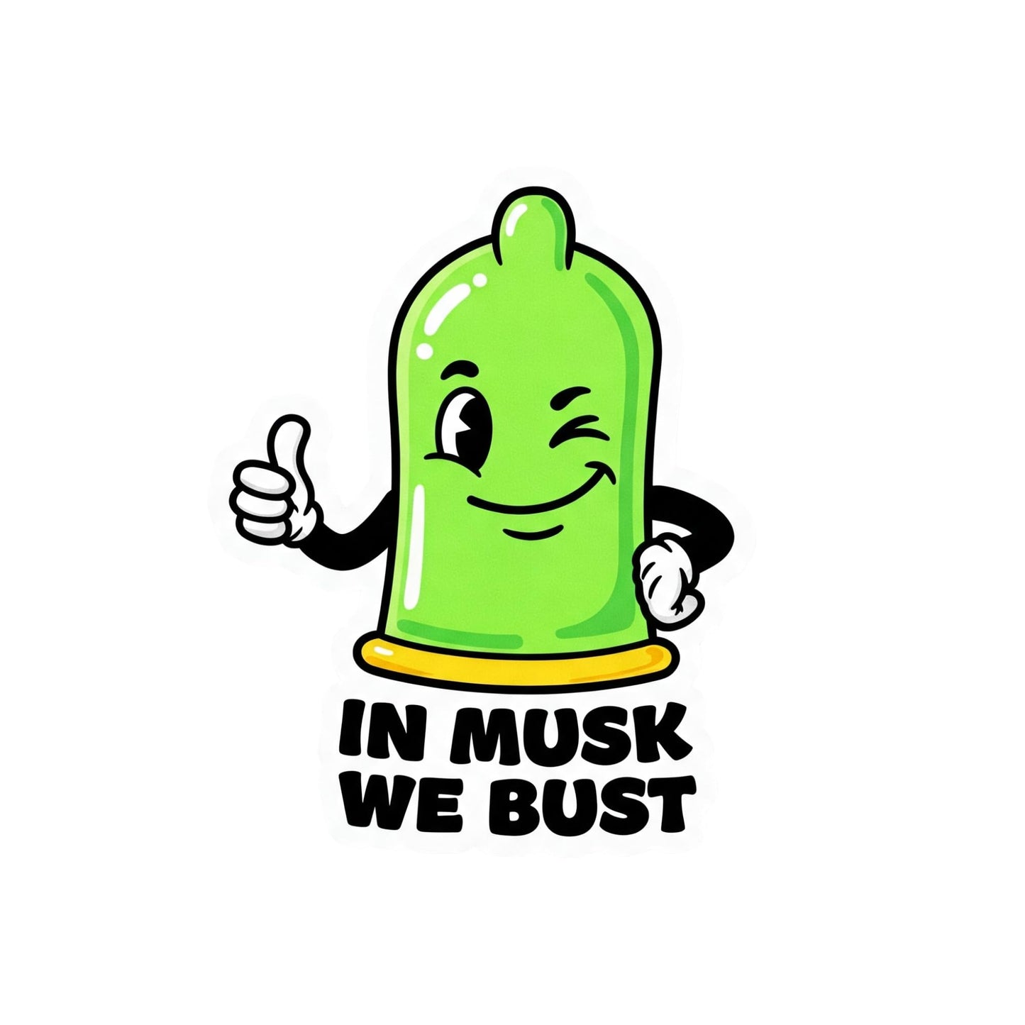 in Musk We Bust Green Condom Sticker - Funny 3x2.5 Inch Vinyl Decal