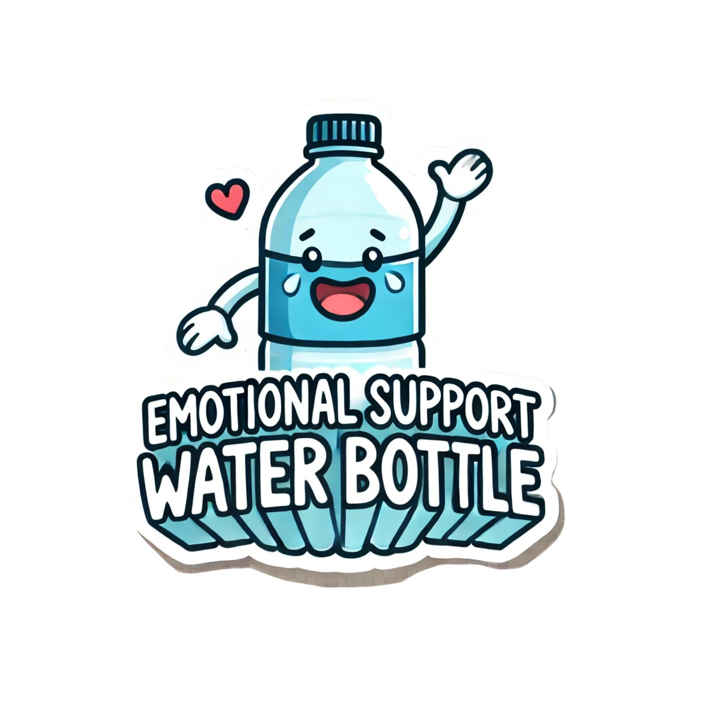 Emotional Support Water Bottle Vinyl Sticker (3X), Three Cute Cartoon Design, Decal for Bottles, Laptops by RockPaperStikrz