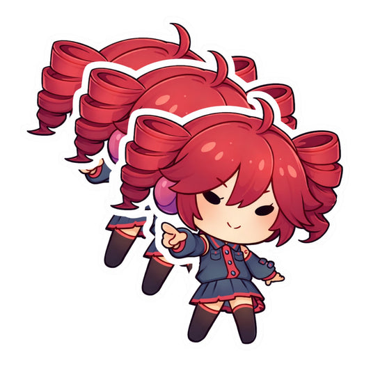 Kasane Teto Chibi Anime Sticker – 3 Inch 3 Pack Cute Red Hair Character Decals