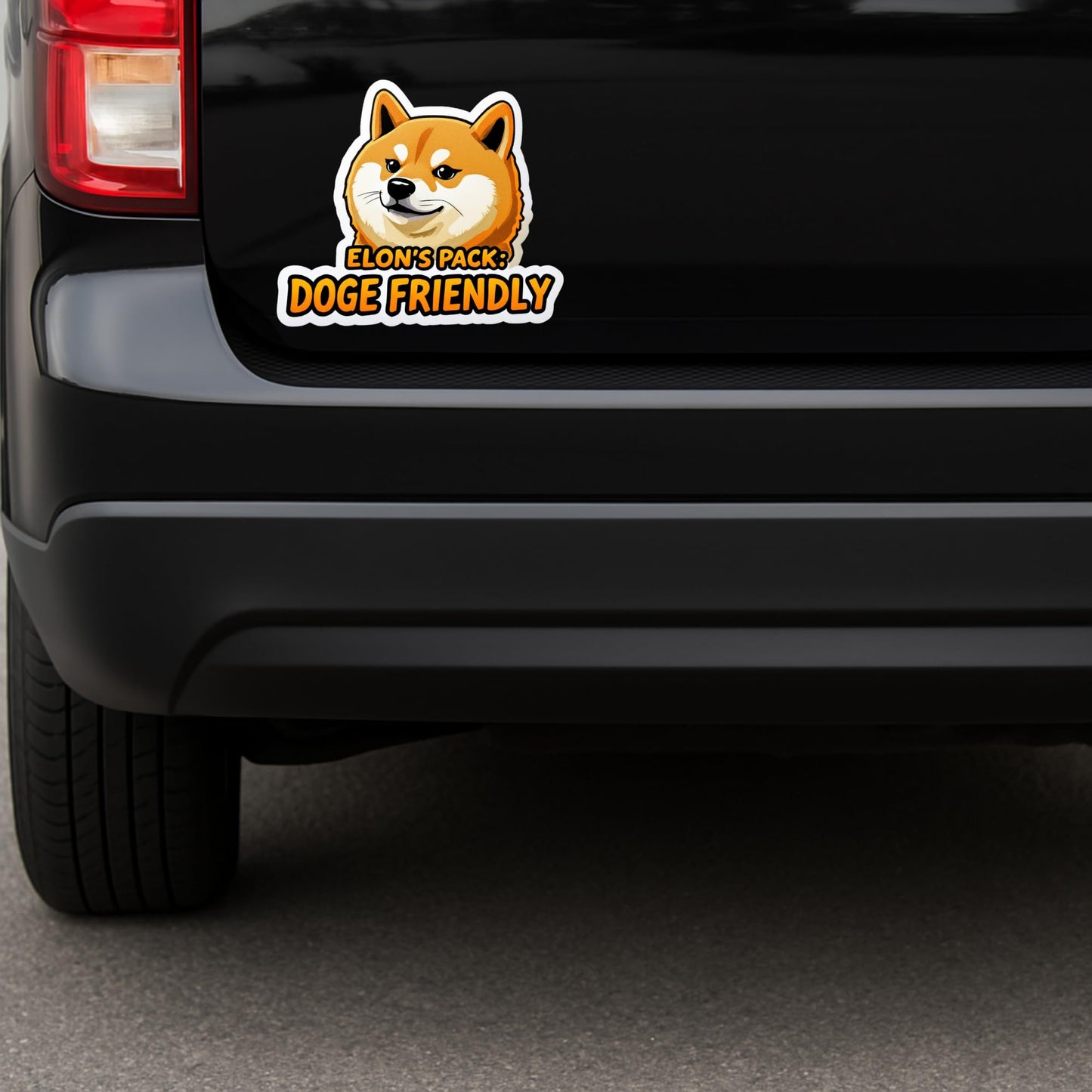 ELON'S Pack: Doge Friendly Bumper Sticker - 5.5x6.3 Inch Pro Dogecoin Vinyl Decal for Cars, Windows, Laptops, and More