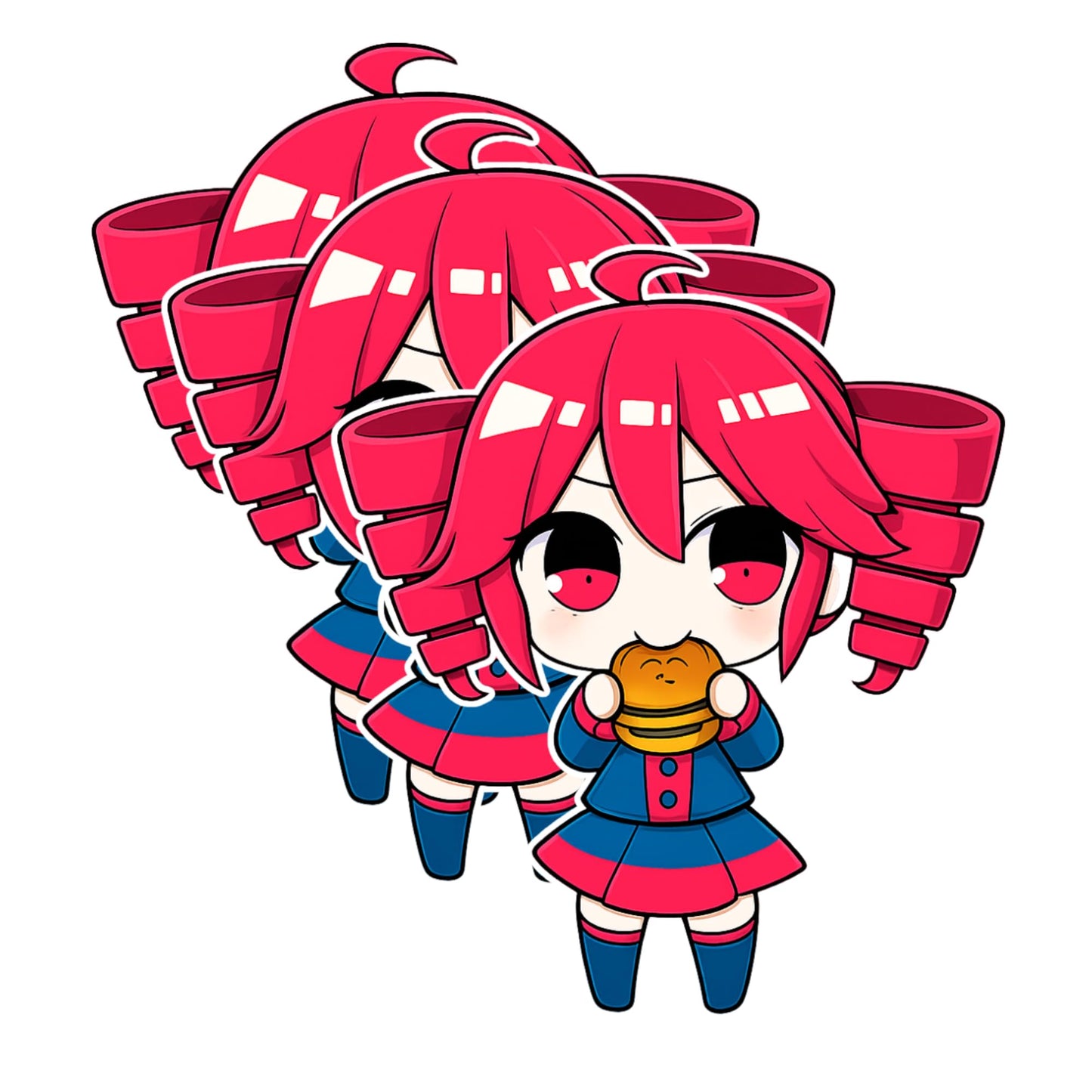 Kasane Teto Stickers 3 Inch 3 Pack Cute Chibi Anime Style Vinyl Decals for Laptop Phone Water Bottle