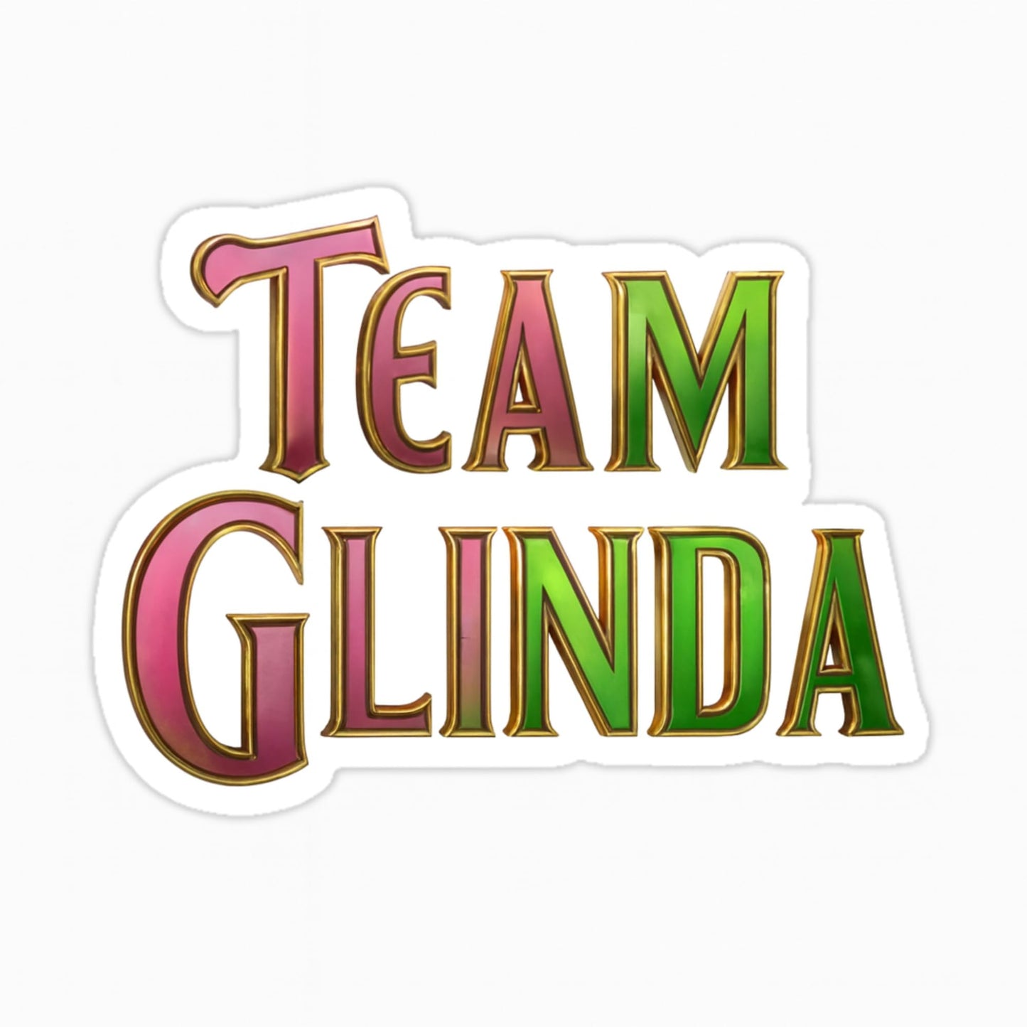 Team Glinda Sticker, 5 Inch Vinyl Decal, Pink and Green, Broadway Musical Design for Laptops and Tumblers