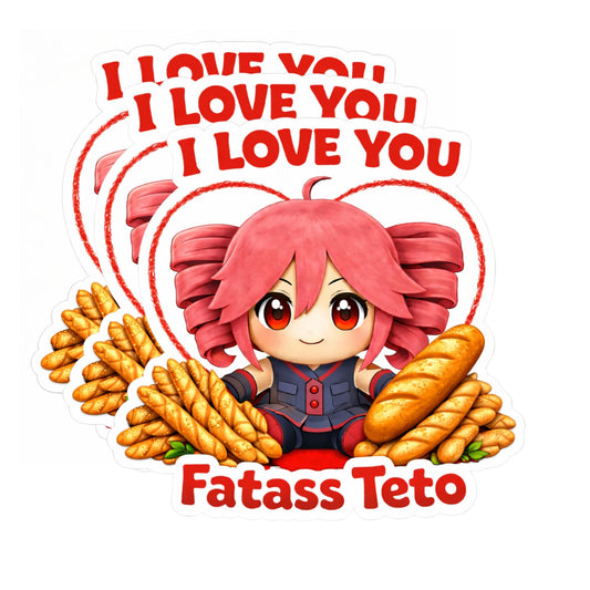 Fatass Teto 3 Inch Vinyl Decals 3 Pack Funny Chibi Food Character Waterproof Laptop Phone Car Stickers