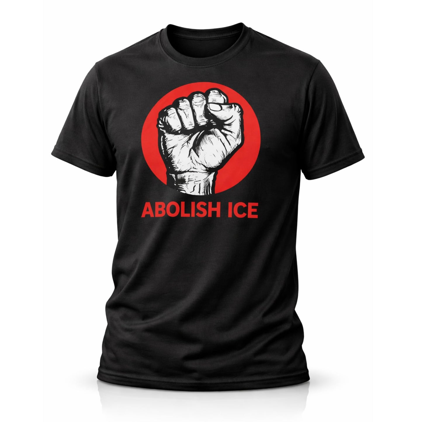 Abolish ICE Protest Shirt, Black with Red Fist Graphic, Unisex Cotton Activist Streetwear T-Shirt