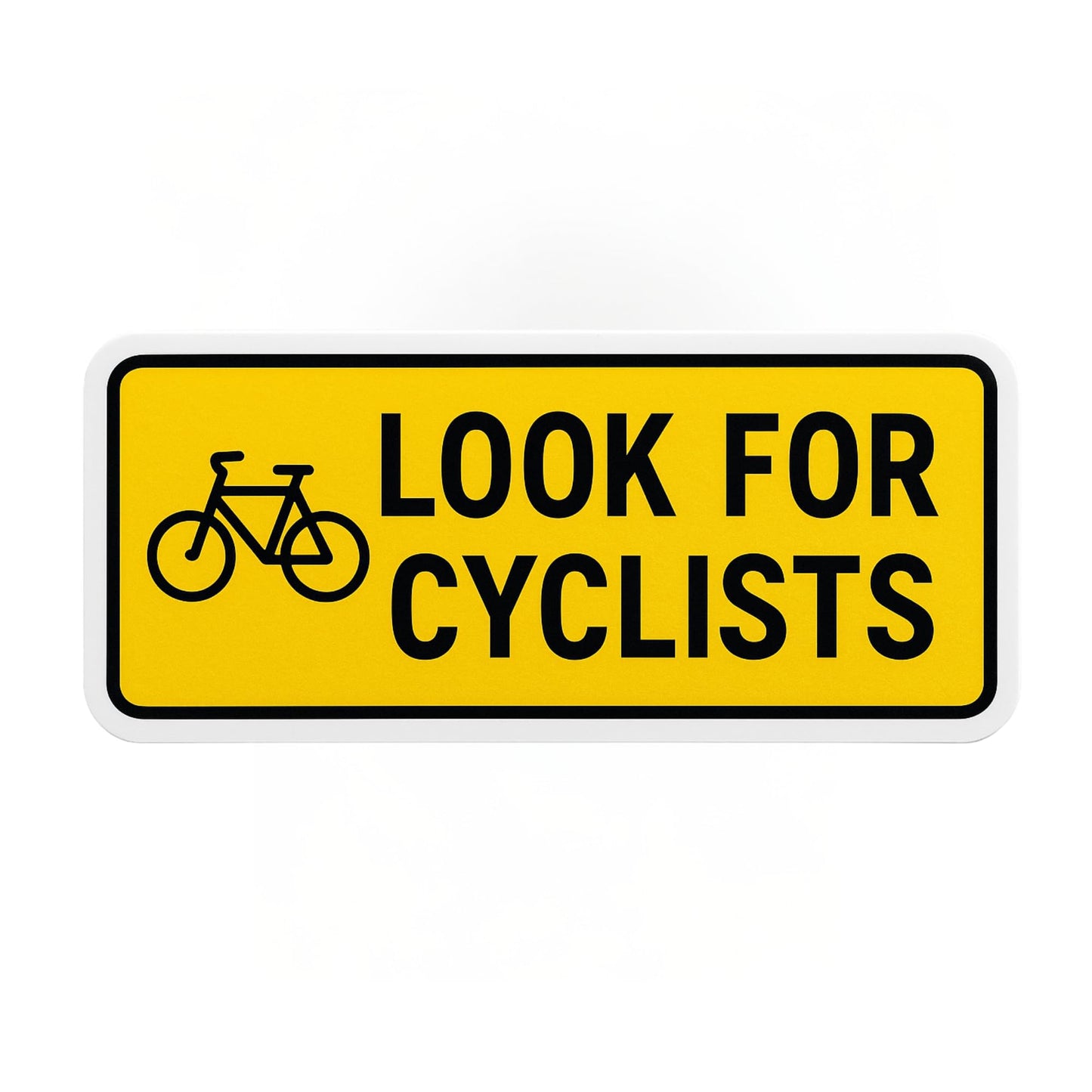 Look for Cyclists UV-Resistant Vinyl Bumper Sticker – 6.5 × 2.5 in Yellow Road Safety Awareness Decal for Cars, Trucks & SUVs | Durable Weatherproof Bicycle Warning Sticker