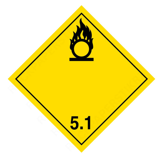 Oxidizer Class 5.1 Placard – 10.75” Hazard Warning Label – Yellow Diamond Safety Sticker for Transport & Warehouse Use – Industrial Grade Cast Vinyl with UV Overlaminate