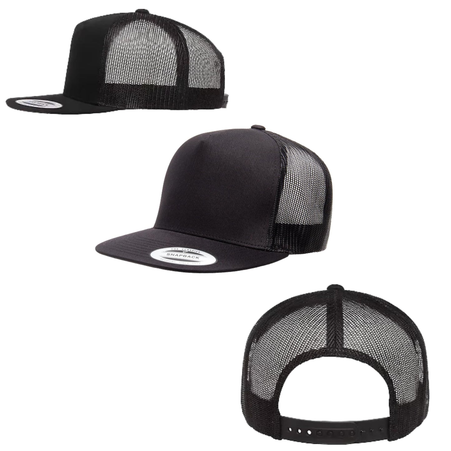 Black Trucker Snapback Hat with Ramen Time! Anime Graphic, Mesh Back, Structured Fit, Adjustable Closure
