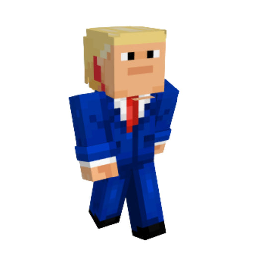 Pixel Art Trump Character Sticker, 3 Inch, Blue Suit Design, Die-Cut Vinyl