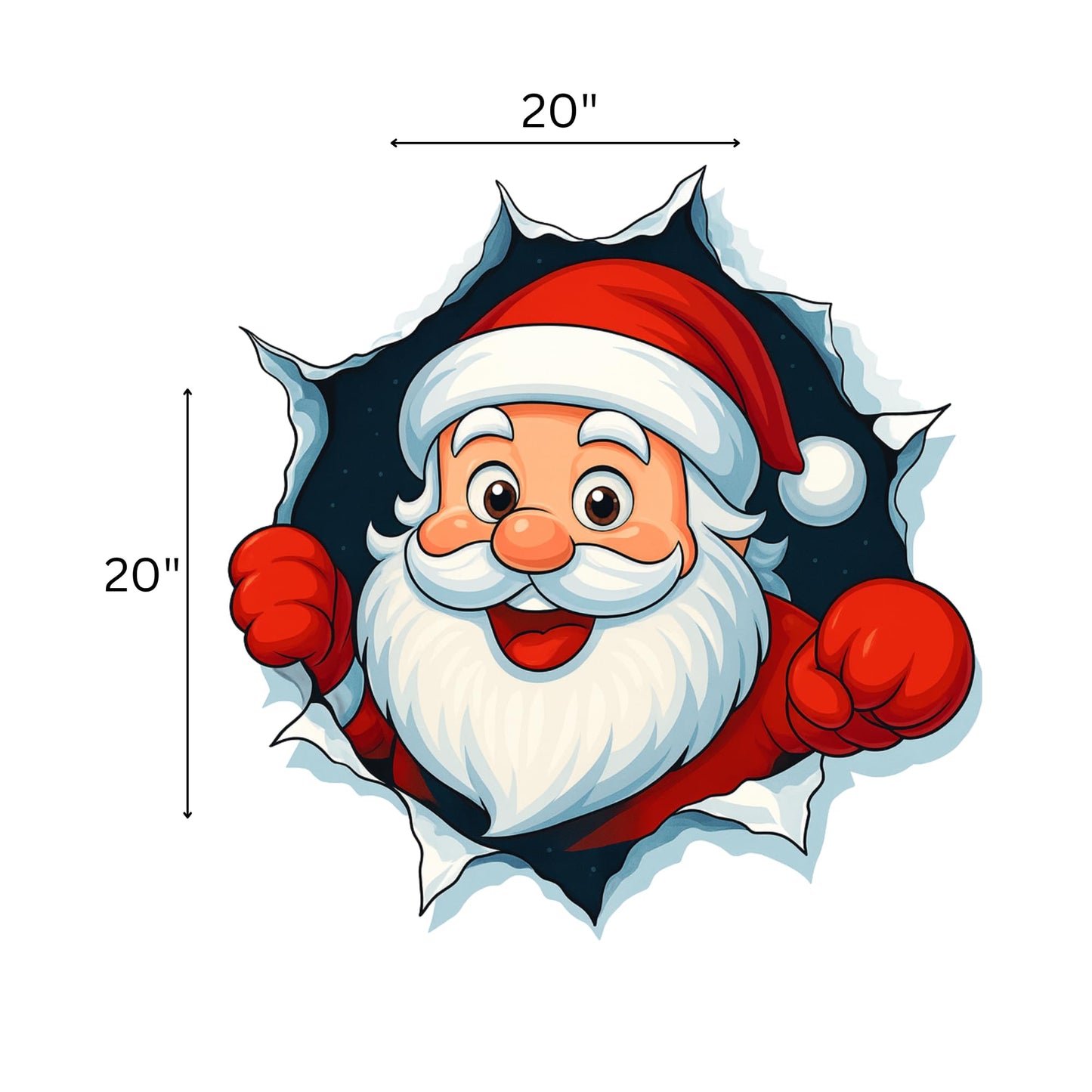 Holiday Spirit 20 x 20 Inch Santa Claus Wall Decal, Low Tack Vinyl, Christmas Home Decoration for Kids Room, Living Room, Seasonal Decor