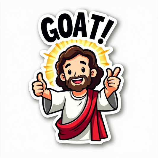 G.O.A.T. Jesus Sticker - Thumbs Up Cartoon Messiah Vinyl Decal