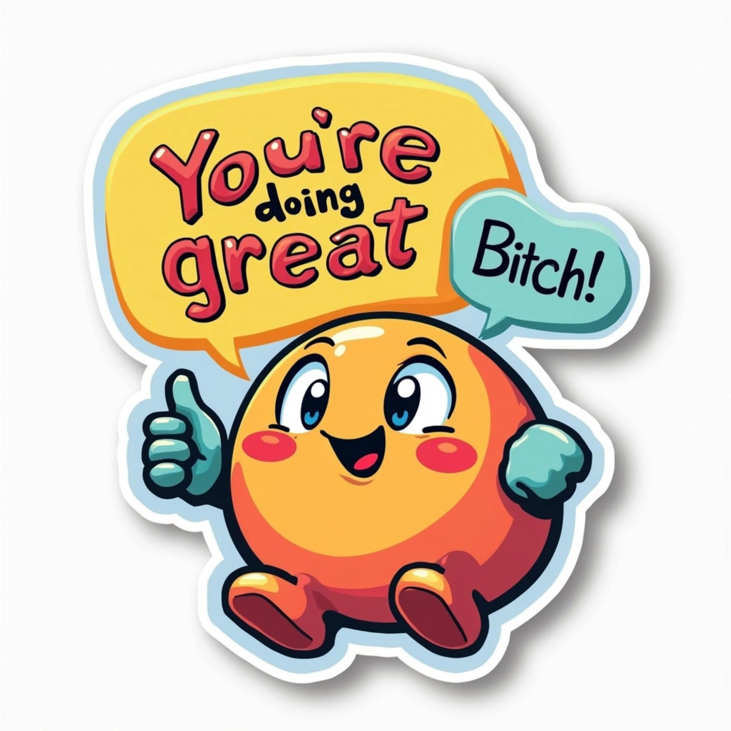You're Doing Great Bitch! 4-Pack of 3-Inch Die-Cut Stickers - Hilarious & Motivational!