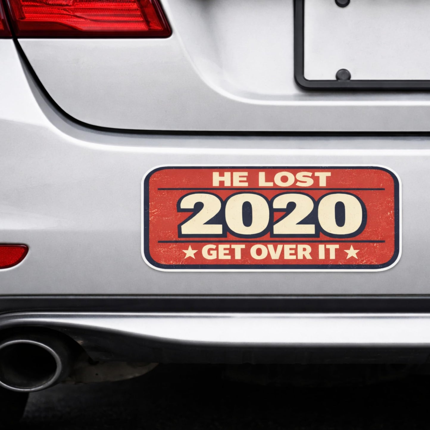He Lost 2020 Get Over It Funny Political Bumper Sticker, Anti Trump Vinyl Decal for Car Laptop Phone Tumbler, 3 5 8 Inch Sizes