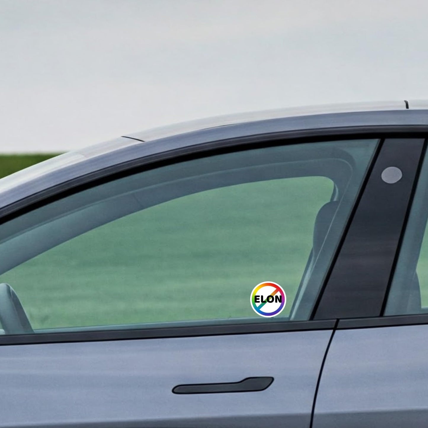 Rainbow Pride No Elon Car Decal, Protest Sticker, Tesla Owner Humor, Multicolor