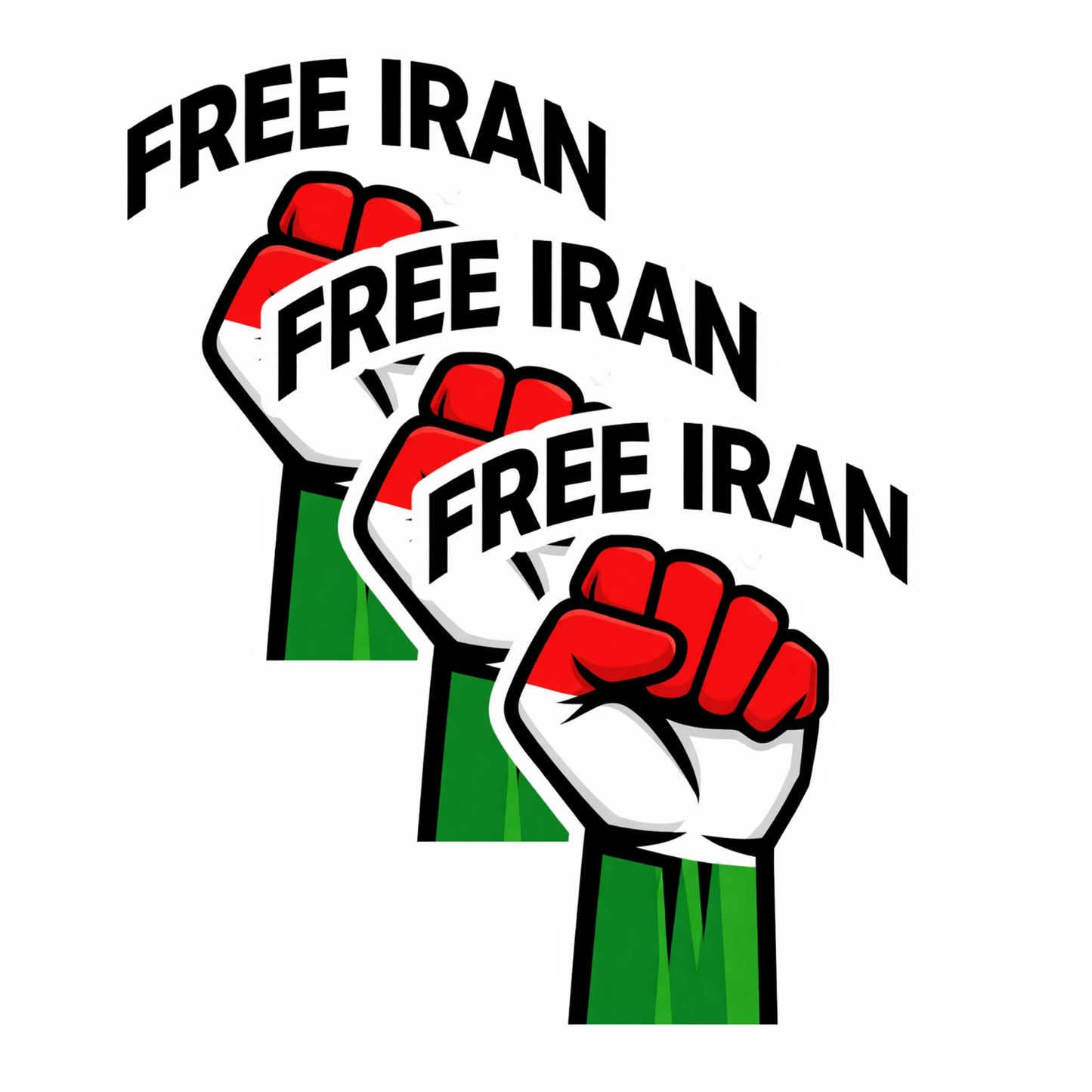 Free Iran Sticker 3 Pack, 3 Inch Waterproof Vinyl Decal, Political Protest Design with Raised Fist, Laptop Water Bottle Bumper Stickers