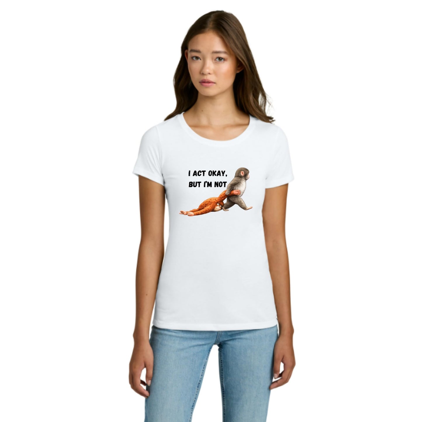 Punch the Monkey I Act Okay But I'm Not Funny Monkey Shirt | Men and Women Graphic Tee Black