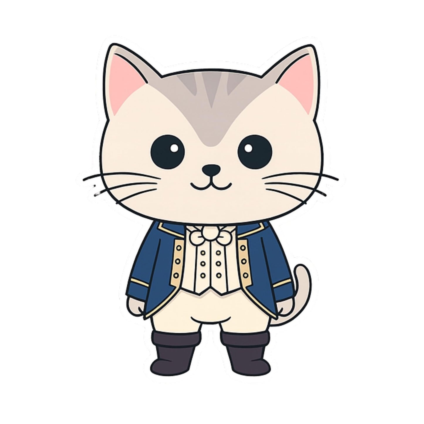 Cute Alexander Hamilton Cat Sticker, 3 Inch Die Cut Vinyl Decal, Multicolor Cartoon Style, Water Resistant for Laptops Water Bottles