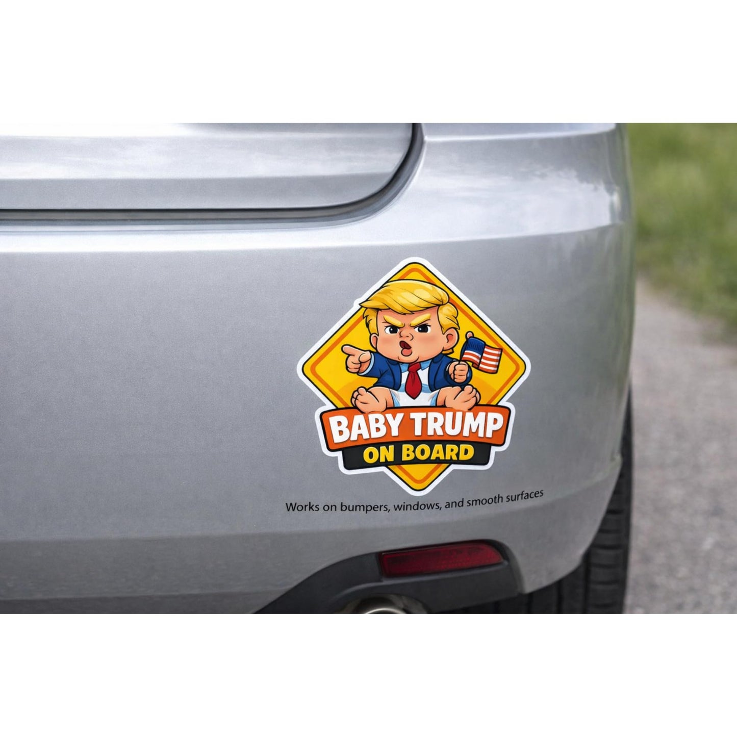 6 Inch Baby Trump On Board Car Sticker Funny Political Baby Warning Decal UV Resistant Vinyl Bumper Window Sticker