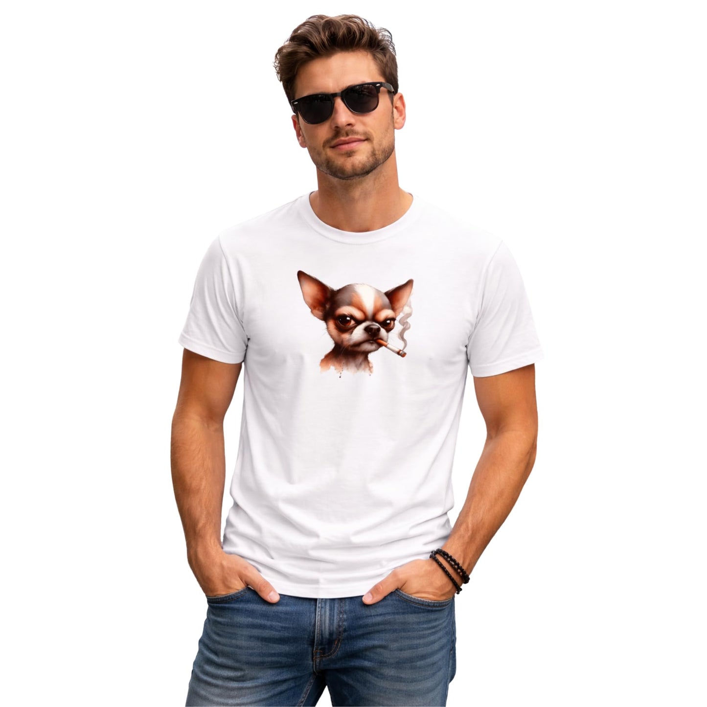 Smoking Chihuahua T Shirt Funny Angry Dog Shirt Cool Smoking Chihuahua Graphic Tee Mens Womens Chihuahua Lover Shirt Black