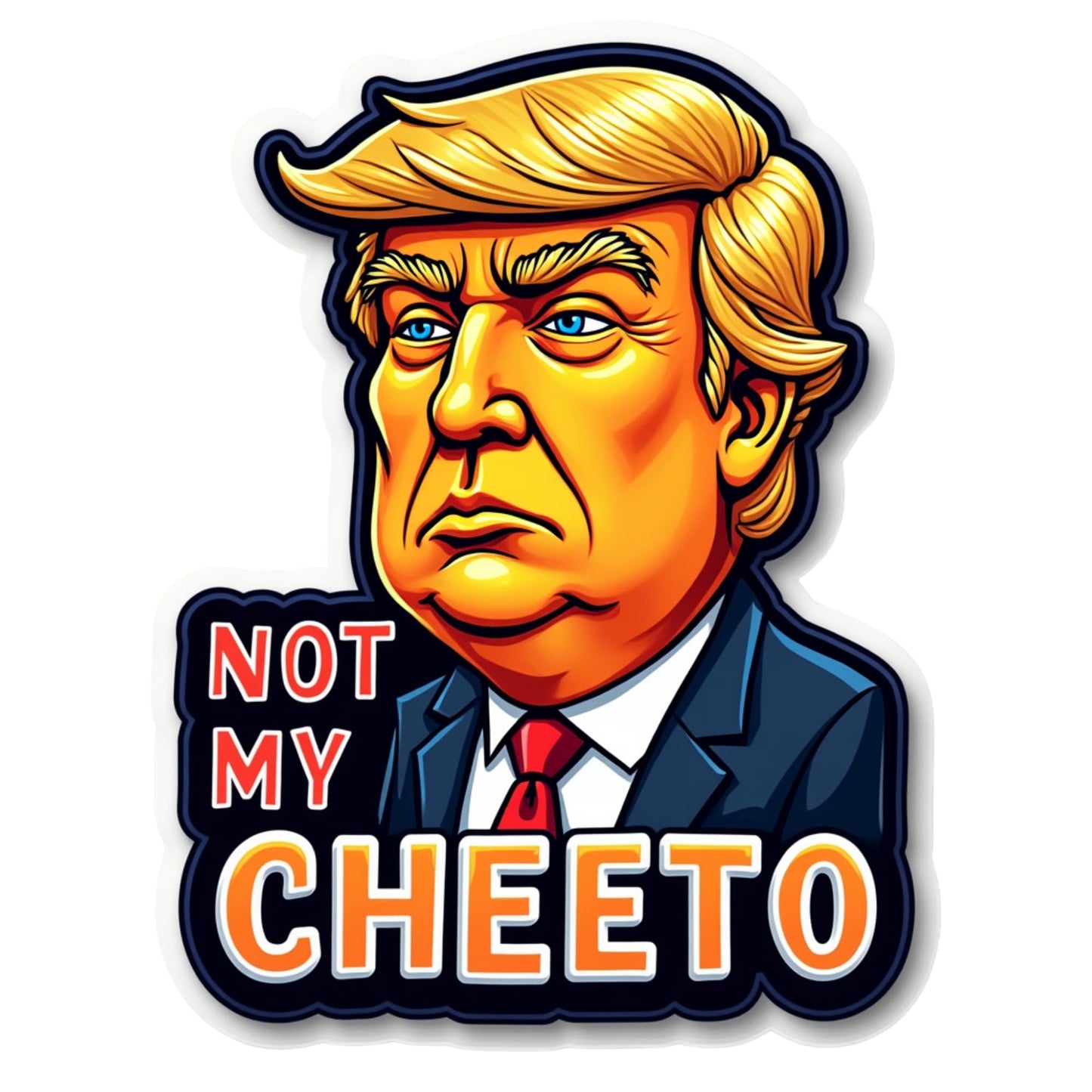 Not My Cheeto Funny Political Vinyl Sticker, Orange Caricature Design, Laptop and Car Bumper Decal Sticker, Tumblers and More (4 Inch)