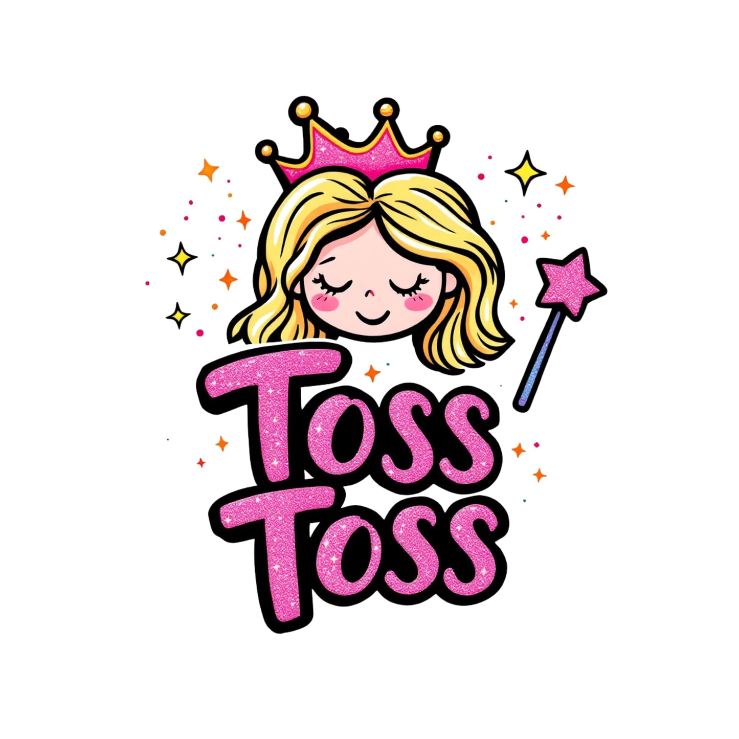 Wicked Musical Inspired Princess Toss Toss Glitter Sticker, 3 x 2.25 inches, Pink