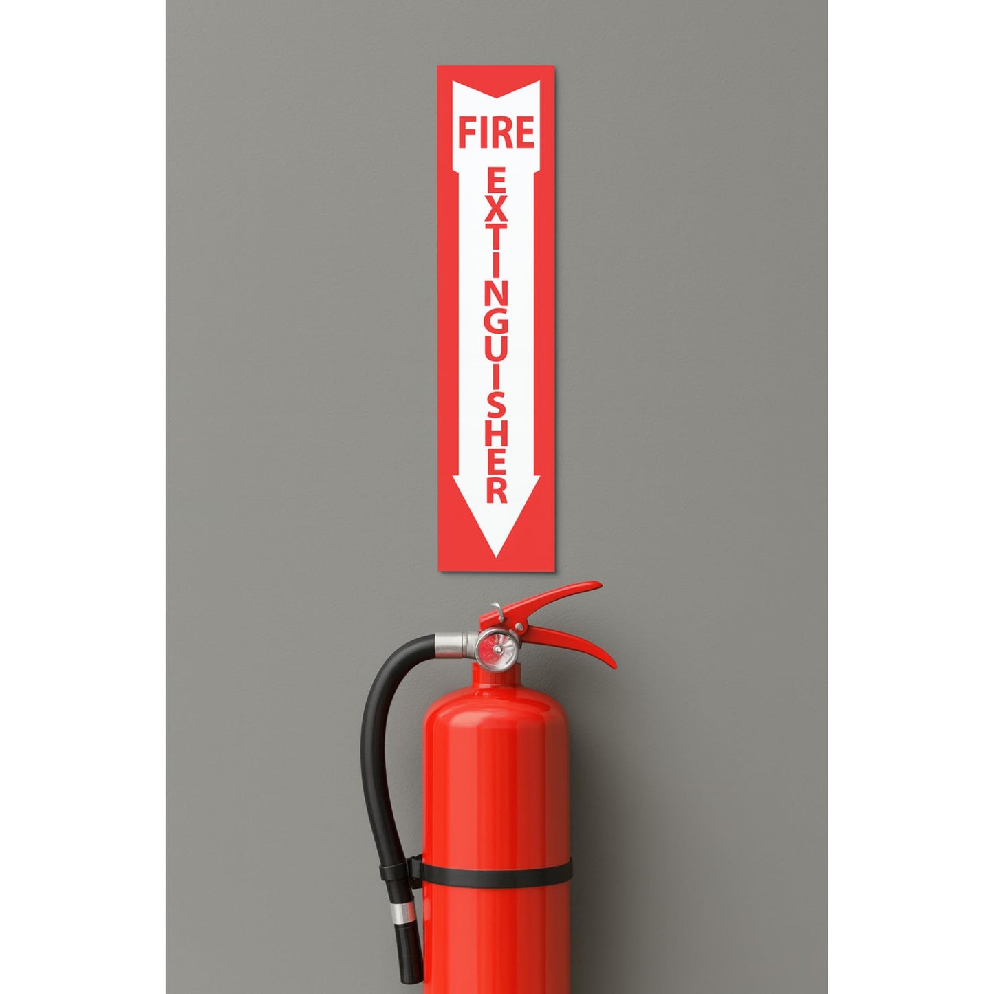 Fire Extinguisher Arrow Down Decal Sticker, Cast Vinyl, 18 x 4 Inch, OSHA NFPA Compliant - 7 to 10 year outside use UV Resistant, Waterproof