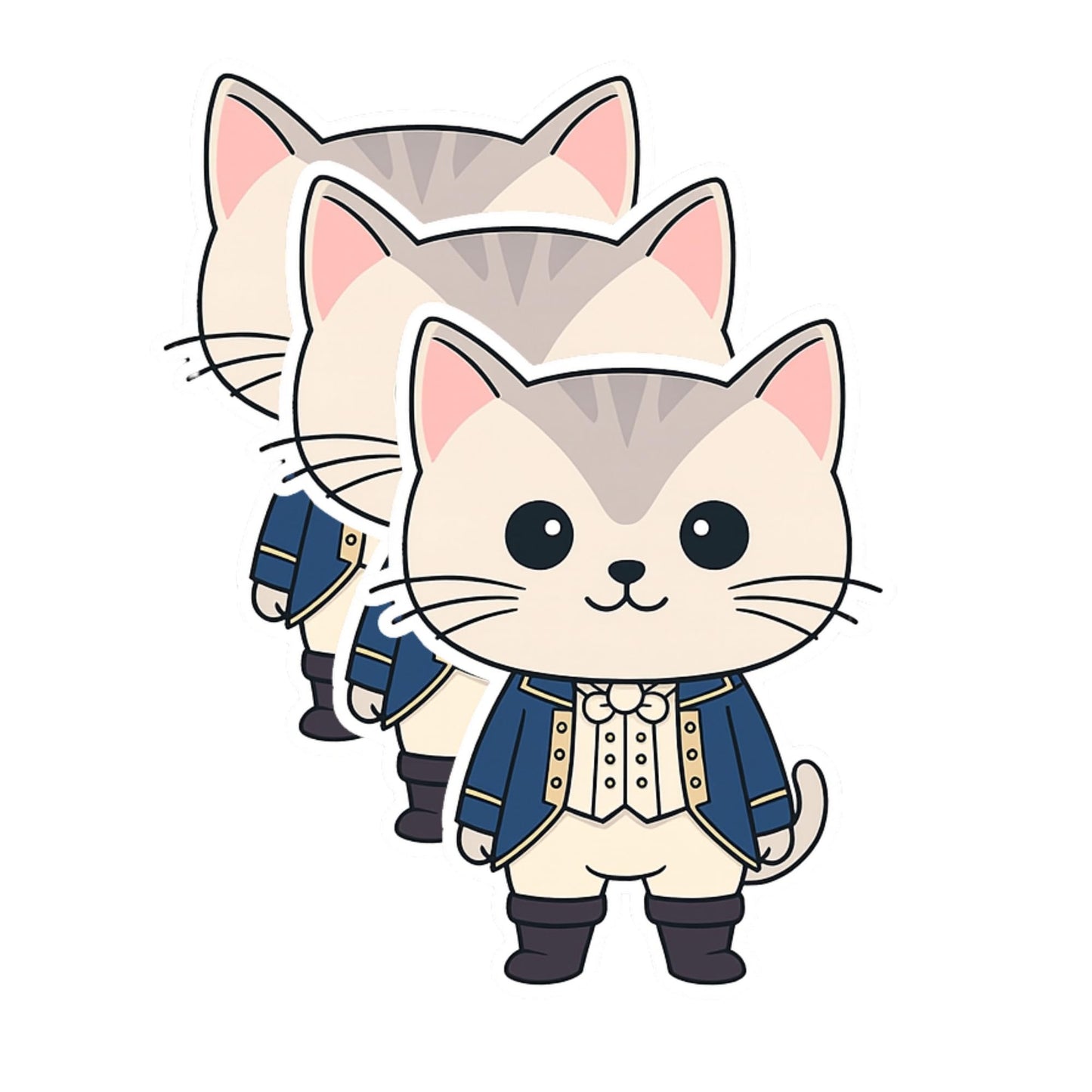 Cute Alexander Hamilton Cat Sticker, 3 Inch Die Cut Vinyl Decal, Multicolor Cartoon Style, Water Resistant for Laptops Water Bottles