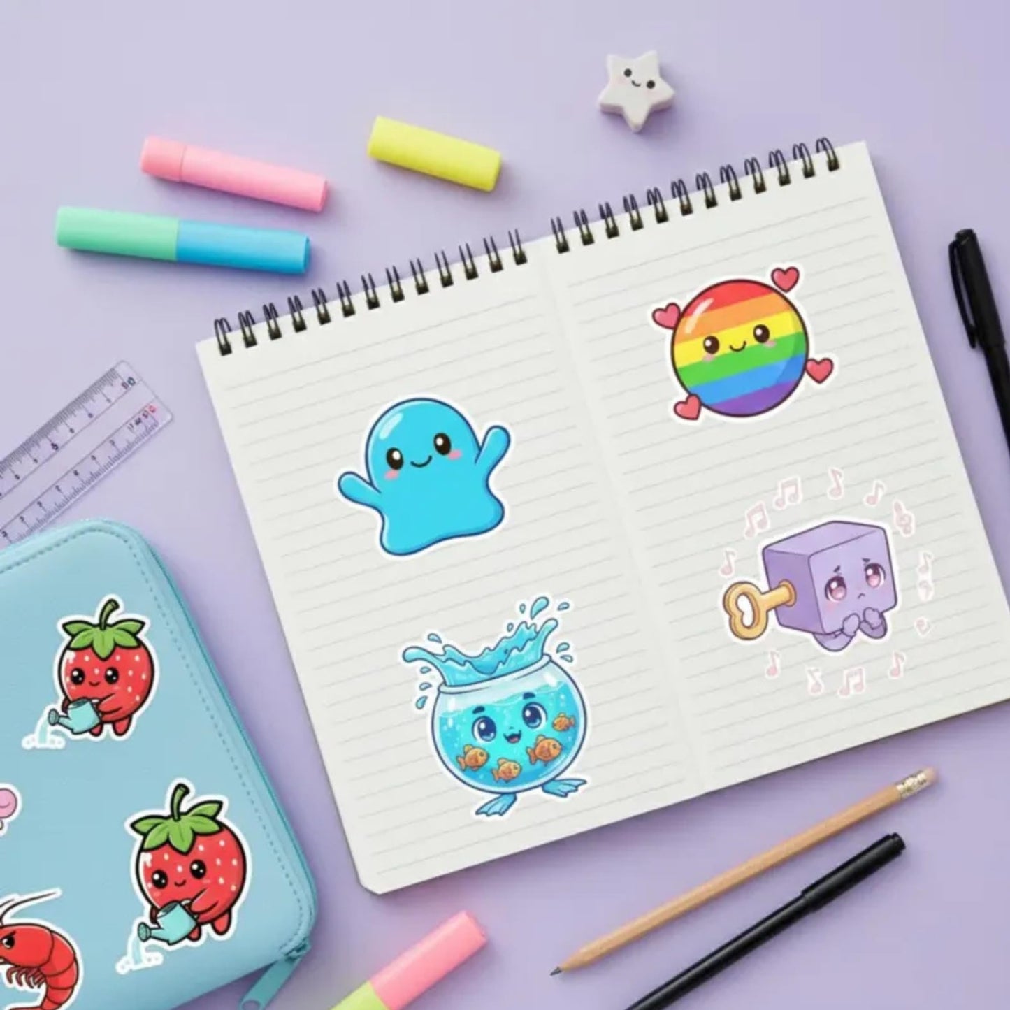 Cute Kawaii Sticker Pack, 120 Piece Adorable Cartoon Vinyl Stickers, UV Resistant Premium Decals for Laptop, Water Bottle, Journal, Phone