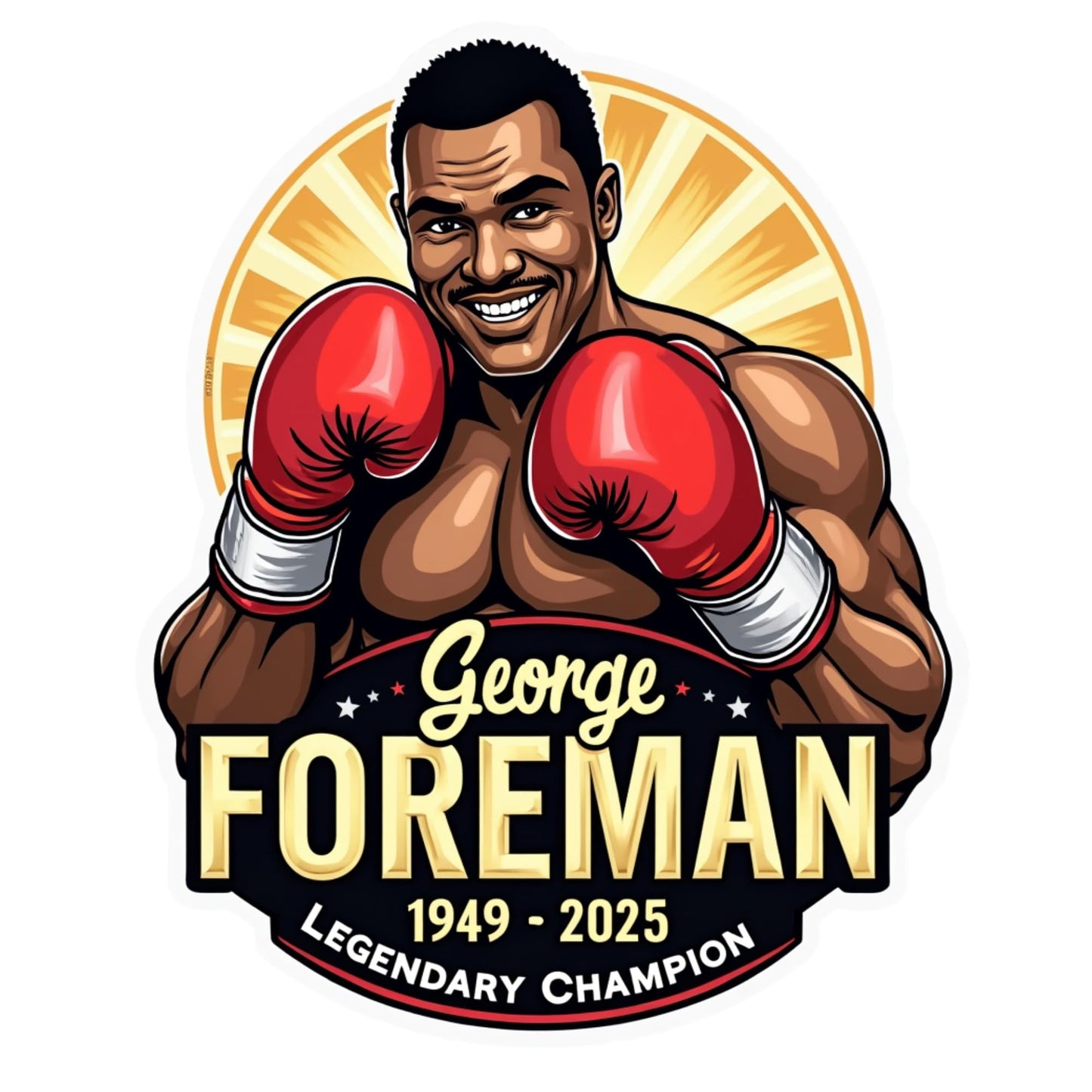 Memorial Vinyl Sticker, Boxing Legend Tribute Art, 1949-2025 Champion Design (3 Inch)