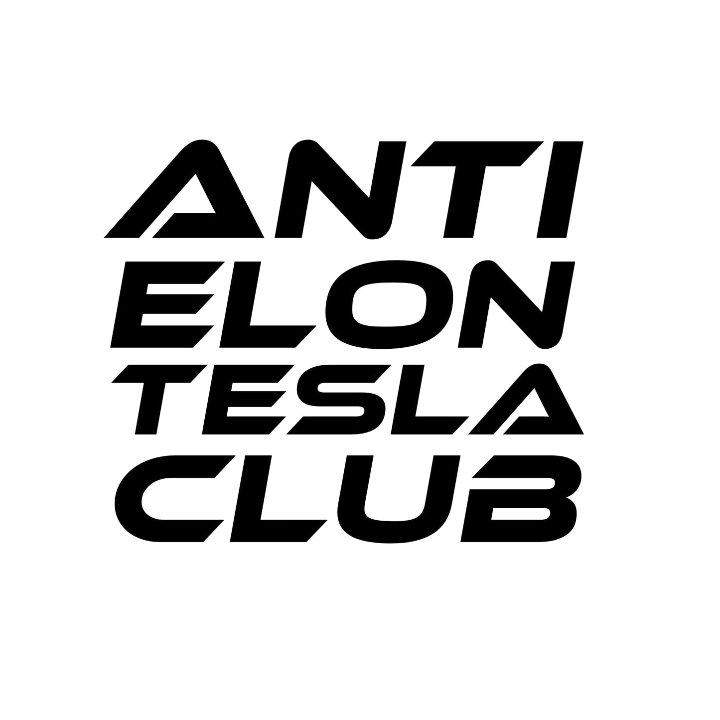 Anti Elon Tesla Club Vinyl Decal, Matte Black, 4.5 x 5.5 inches, Weatherproof
