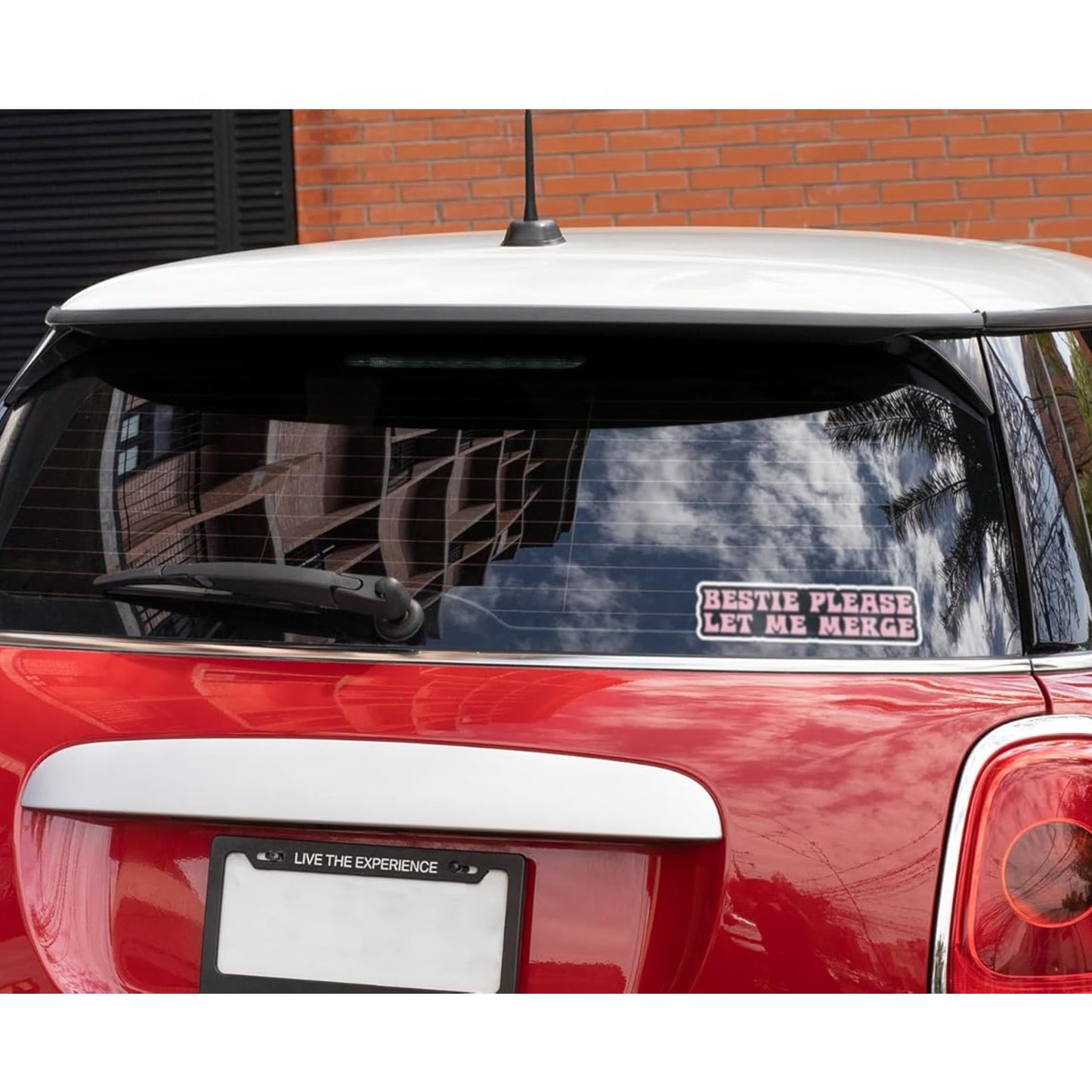 Bestie Please Let Me Merge Car Decal, Pink and Black Vinyl Bumper Stickers, 8.5x2 Inch, 2 Pack, Funny Driver Gift