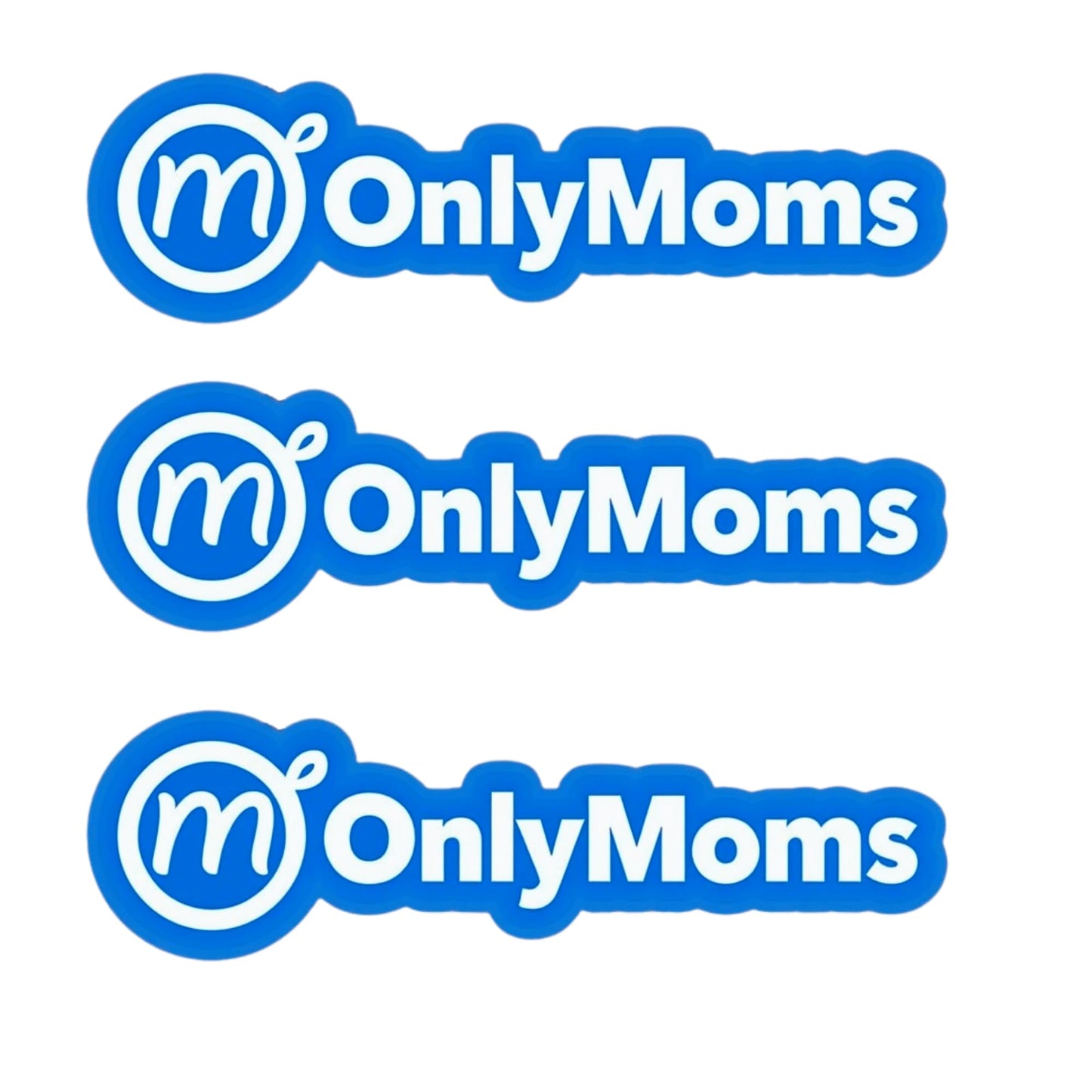 OnlyMoms Die-Cut Vinyl Stickers, 3.5 x 1.35 inches, Blue and White, 3 Pack