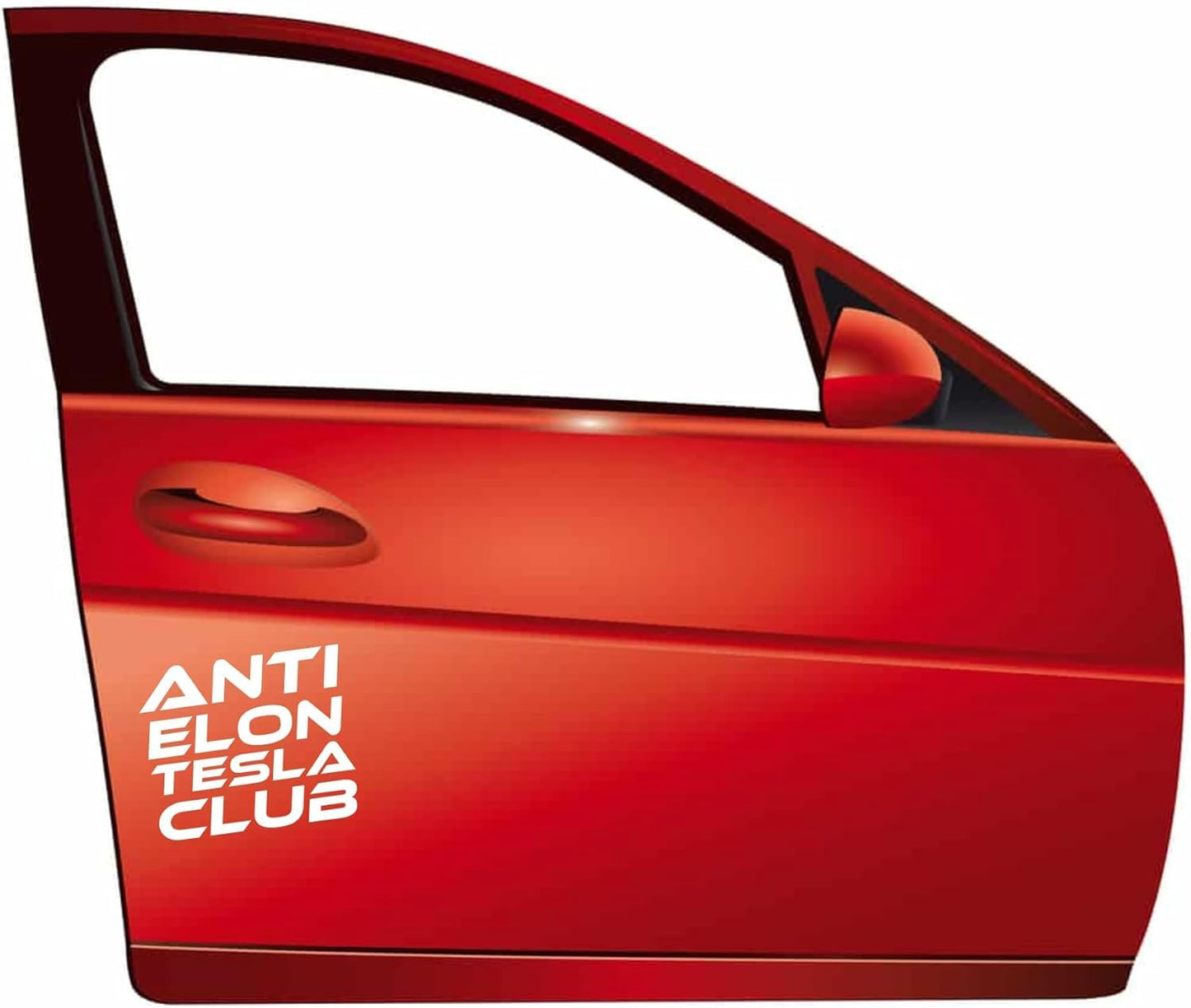 Anti Elon Tesla Club Vinyl Decal, Matte White, 4.5 x 5.5 inches, Water Proof