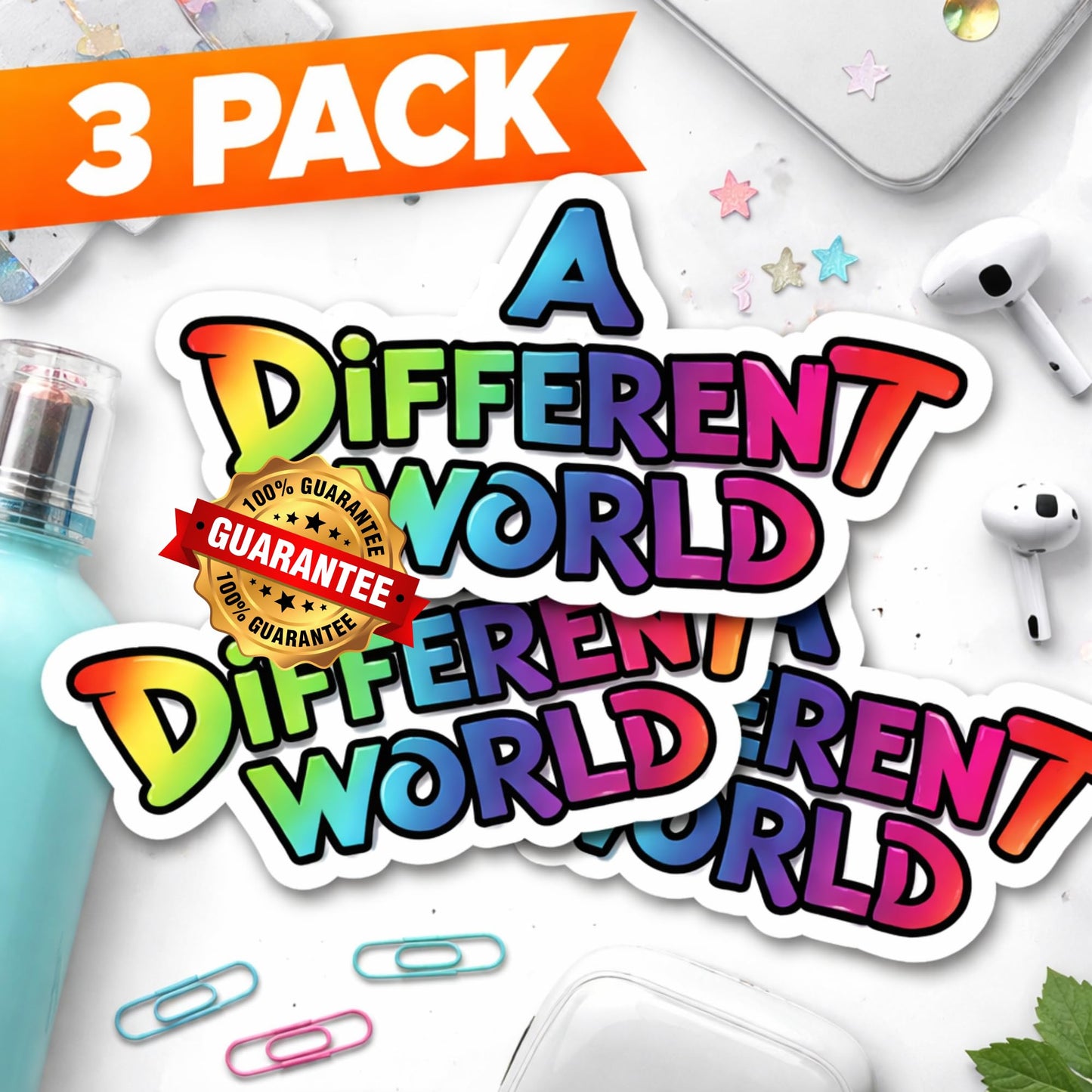 A Different World Sticker Pack 3 Inch Vinyl Stickers 3 Pack Waterproof Aesthetic Decals