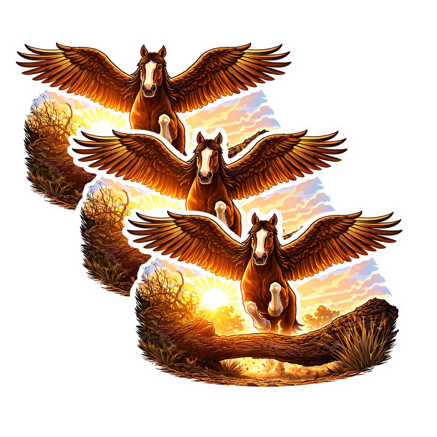 Winged Horse Vinyl Sticker, Pegasus Style Die Cut Decal, Waterproof, 3 Inch or 5 Inch, Multicolor, for Laptop Tumbler Phone