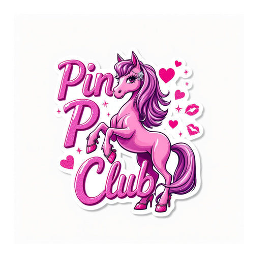 Pink Pony Club High Heel Horse Sticker – Glam Pose with Hearts & Kisses