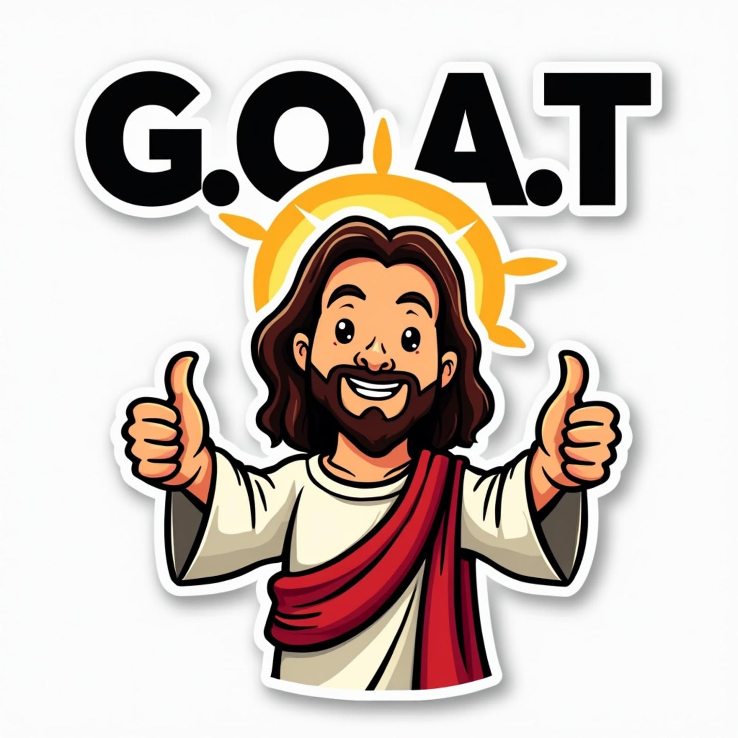 Jesus Greatest of All Time G.O.A.T. Sticker - Cartoon Savior Vinyl Deca (3 Inch)