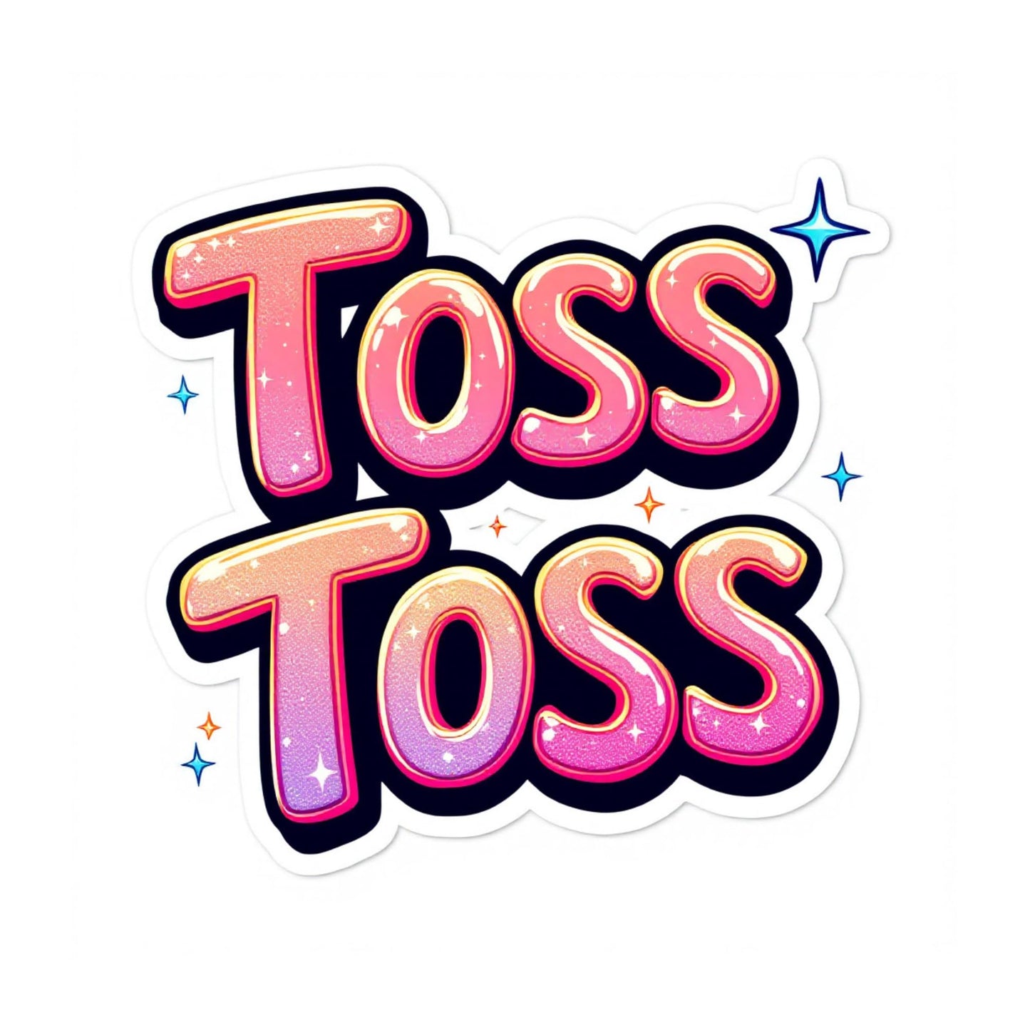 Broadway Musical Inspired Toss Toss Vinyl Sticker, Pink Glitter Effect, 3 x 2.25 inches