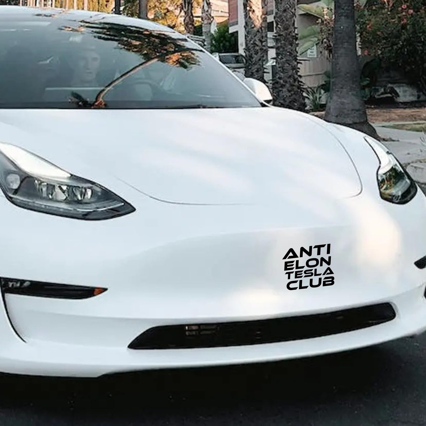 Anti Elon Tesla Club Vinyl Decal, Matte Black, 4.5 x 5.5 inches, Weatherproof